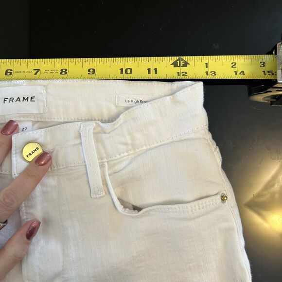 Frame Le High Straight‎ Jeans 27 White Denim High-Rise Womens - Stains - Picture 6 of 8